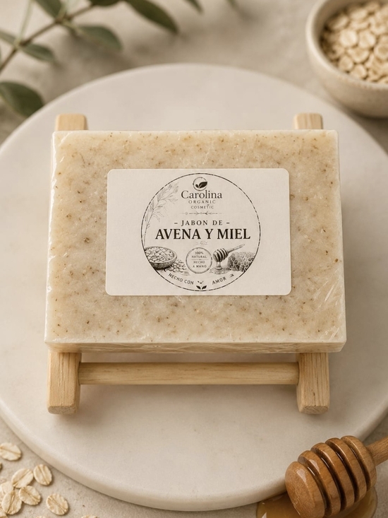 carolinaorganicbeauty Other - Carolina Avena y Miel Exfoliating Soap Bar - Natural Beige